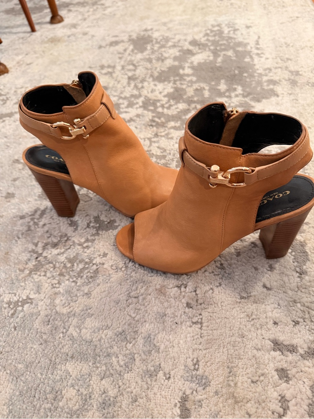 COACH Lafayette Peep-Toe Booties- Tan- Size 8M